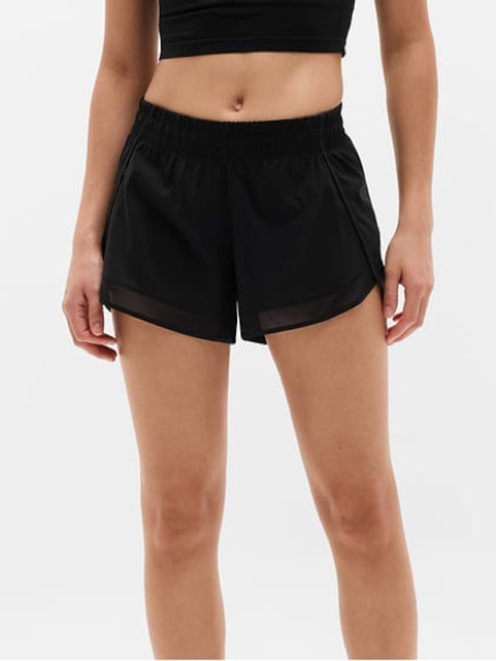 Athleta Mesh Racer Run Short 4” Black XS Lined Running Athletic Workout Shorts